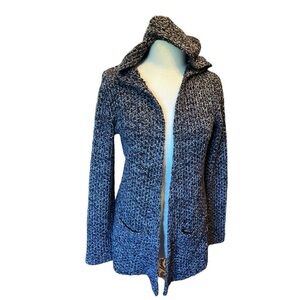 Mod-o-doc Long Sleeve Open Front Tunic Length Cardigan with Hood Size Small​​​​​
